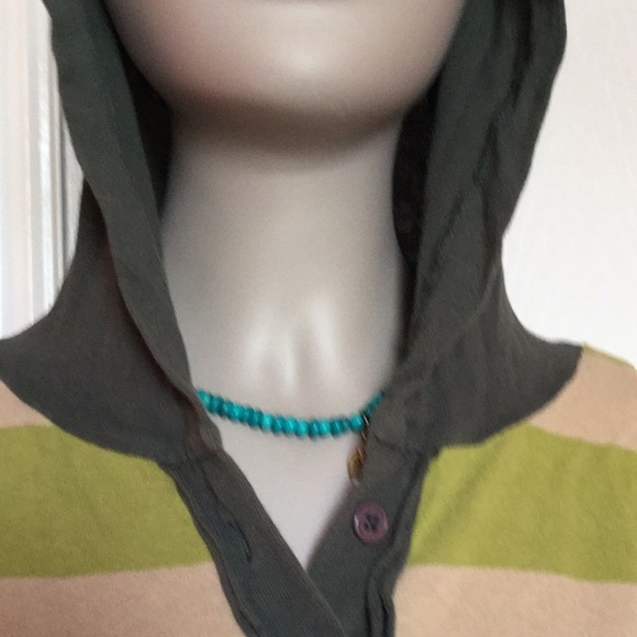 Free people Henley hoodie top shirt stripe m 6 8 - Picture 2 of 5